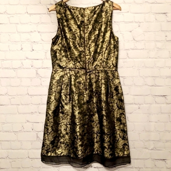 Donna Ricco Black Gold Sleeveless Dress A Line Empire Metallic Women's Size 8 - Picture 4 of 12